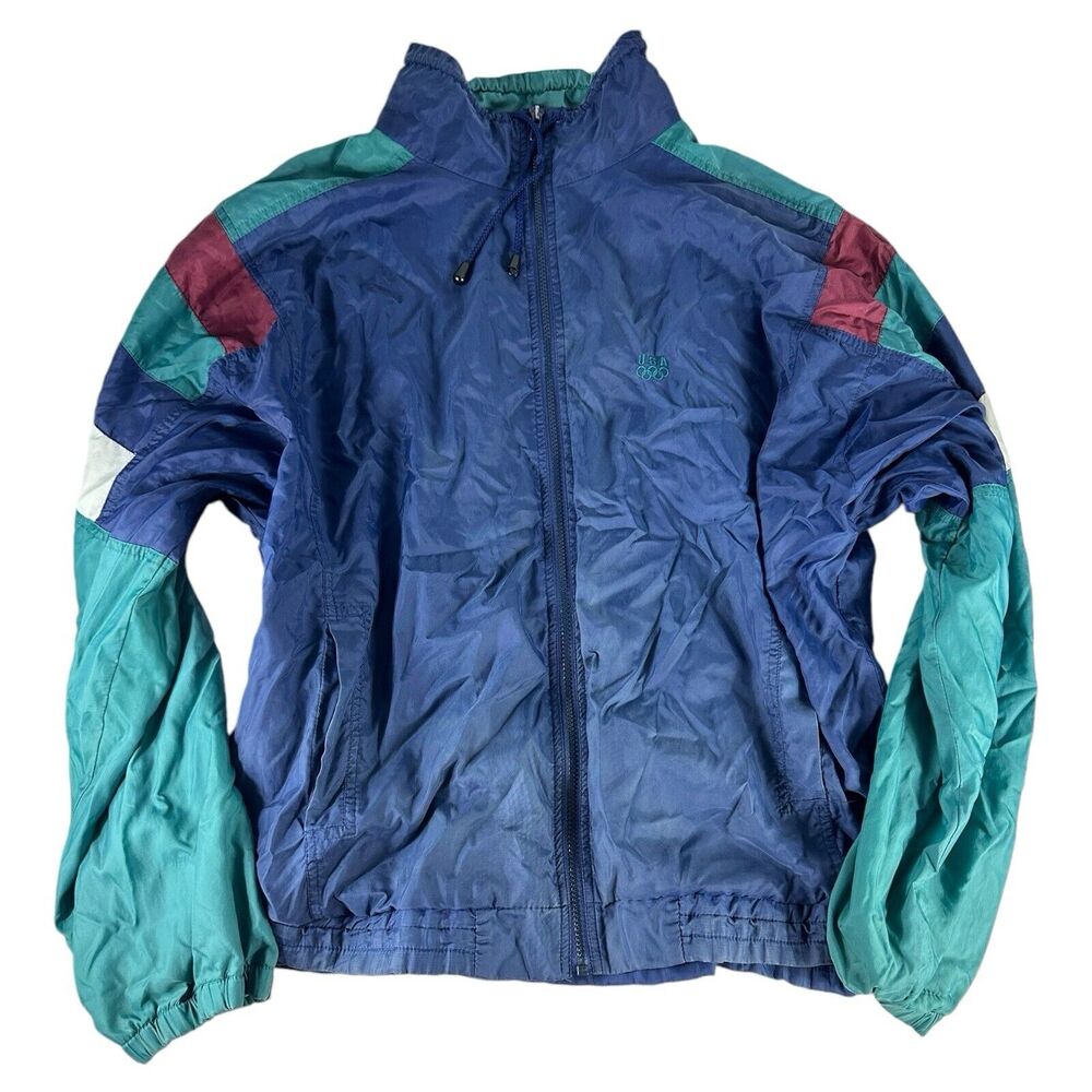 Vintage Team USA Olympic Jacket Mens XL Color Block Jacket 90s *Small Holes*